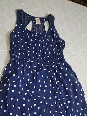 Mossimo Supply Co. Navy and White Polka Dot Lace Tank